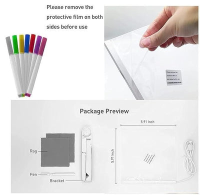 LED Glow Writing Board with Neon Markers – Reusable Light-Up Drawing Pad for Kids & Home Decor