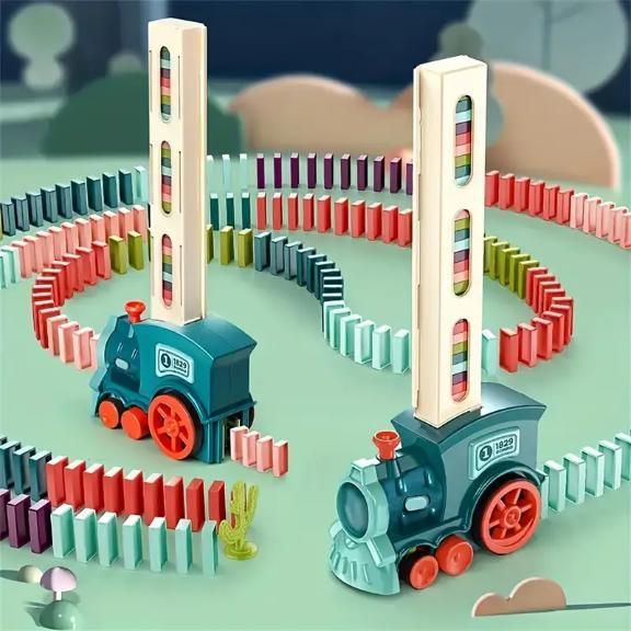 Automatic Domino Train Toy with Colorful Domino Blocks – Creative Educational Playset