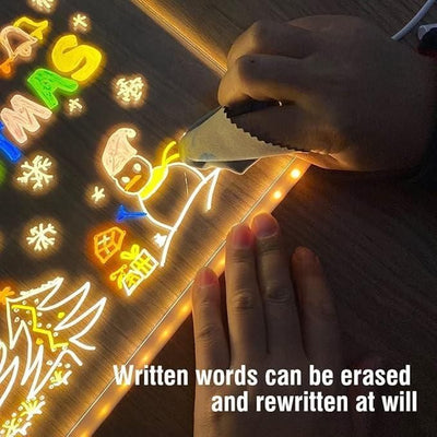 LED Glow Writing Board with Neon Markers – Reusable Light-Up Drawing Pad for Kids & Home Decor