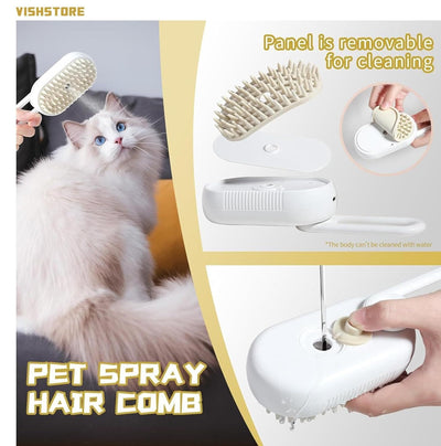 3-in-1 Pet Grooming Brush with Spray | Anti-Shedding, Massage & Cleaning Tool for Dogs & Cats
