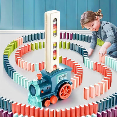 Automatic Domino Train Toy with Colorful Domino Blocks – Creative Educational Playset