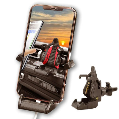Racing Seat Car Phone Holder – Universal Air Vent Mount | Sports Design, Shockproof Grip, 360° Rotation