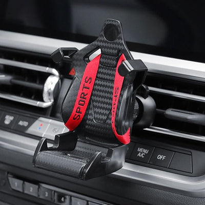 Racing Seat Car Phone Holder – Universal Air Vent Mount | Sports Design, Shockproof Grip, 360° Rotation